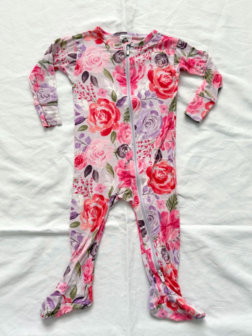 Gerber Baby Floral Footed Zipper Pajamas | Viscose Made With Eucalyptus | 3-6m
